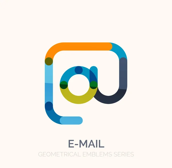 Símbolo do negócio do email do vetor, ou no logotipo do sinal. Design de ícone plano minimalista linear — Vetor de Stock