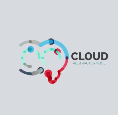 Düz doğrusal tasarım konuşma bulut logosunu görmeniz gerekir. Konuşma balonu, modern geometrik endüstriyel ince satırı simgesi