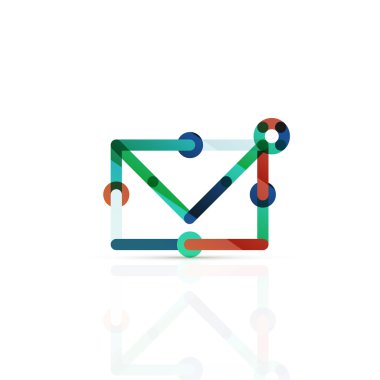Vektör e-posta iş sembolü, ya da işaret logo. Doğrusal minimalist düz simgesi tasarım