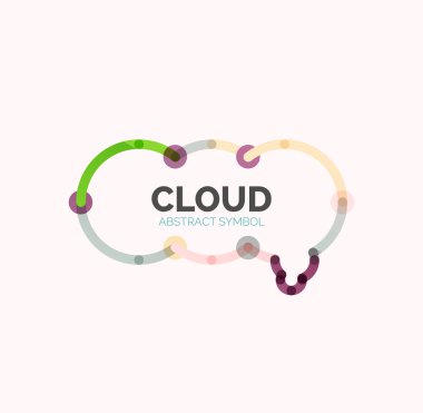 Düz doğrusal tasarım konuşma bulut logosunu görmeniz gerekir. Konuşma balonu, modern geometrik endüstriyel ince satırı simgesi