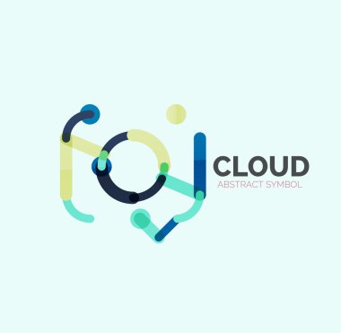 Düz doğrusal tasarım konuşma bulut logosunu görmeniz gerekir. Konuşma balonu, modern geometrik endüstriyel ince satırı simgesi