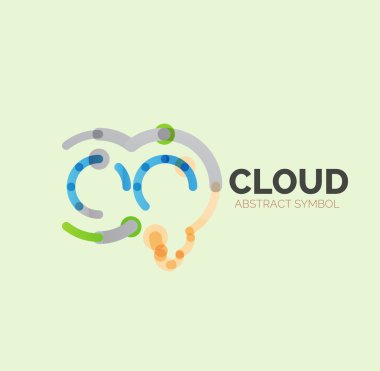 Düz doğrusal tasarım konuşma bulut logosunu görmeniz gerekir. Konuşma balonu, modern geometrik endüstriyel ince satırı simgesi