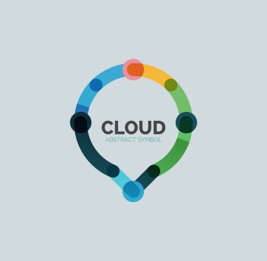 Düz doğrusal tasarım konuşma bulut logosunu görmeniz gerekir. Konuşma balonu, modern geometrik endüstriyel ince satırı simgesi