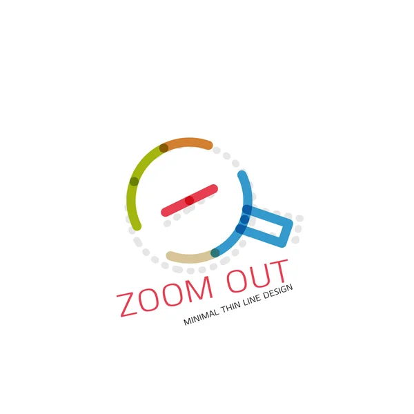 Vector thin line design logo magnifying glass, search and find or zoom logotype concept. Linear minimalistic business icon — Stock Vector