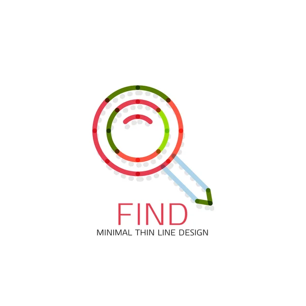 Vector thin line design logo magnifying glass, search and find or zoom logotype concept. Linear minimalistic business icon — Stock Vector