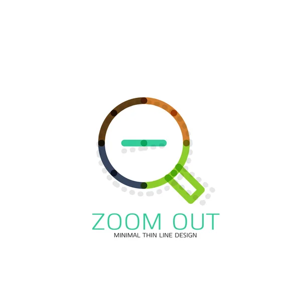 Vector thin line design logo magnifying glass, search and find or zoom logotype concept. Linear minimalistic business icon — Stock Vector