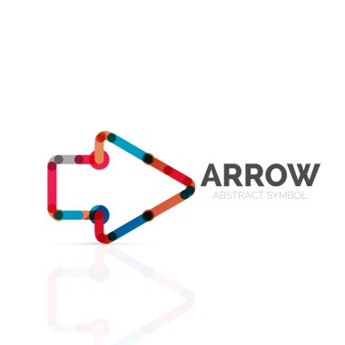 Doğrusal ok soyut logosu, bağlı Doğrusal işaretçi şekil hatlarının çok renkli kesimleri