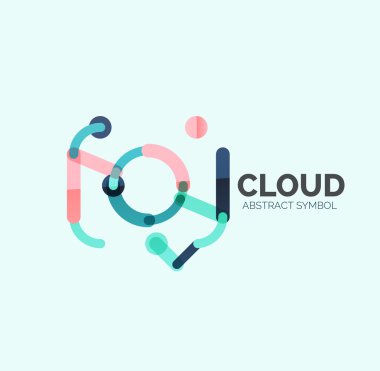 Düz doğrusal tasarım konuşma bulut logosunu görmeniz gerekir. Konuşma balonu, modern geometrik endüstriyel ince satırı simgesi