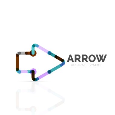 Doğrusal ok soyut logosu, bağlı Doğrusal işaretçi şekil hatlarının çok renkli kesimleri