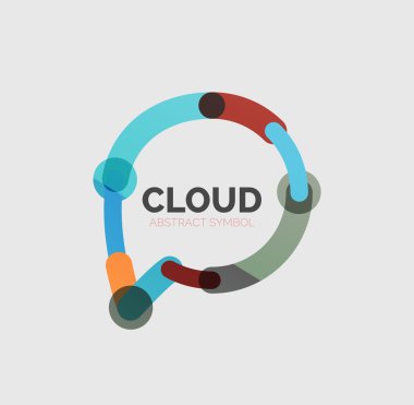 Düz doğrusal tasarım konuşma bulut logosunu görmeniz gerekir. Konuşma balonu, modern geometrik endüstriyel ince satırı simgesi