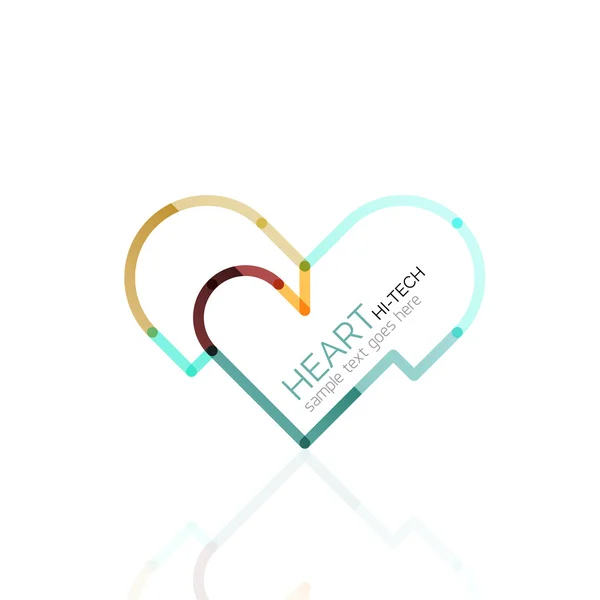 Αγάπη καρδιά λογότυπο, αφηρημένη γραμμική γεωμετρικά επαγγελματική εικονίδιο — Διανυσματικό Αρχείο