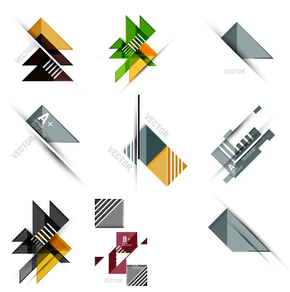 Set van papier ontwerp stijl geometrische banners met voorbeeldtekst, infographic elementen — Stockvector