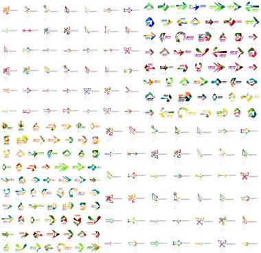 Mega collection of geometrical abstract logo templates, origami paper style business icons with sample text. Vector