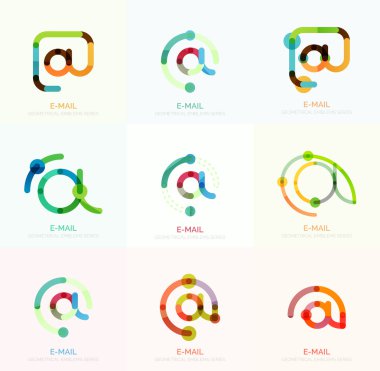 E-posta iş sembolleri vektör veya işaretleri logosu ayarlayın. Doğrusal minimalist düz simgesi tasarım koleksiyonu