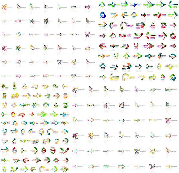 Mega collection of geometrical abstract logo templates, origami paper style business icons with sample text. Vector