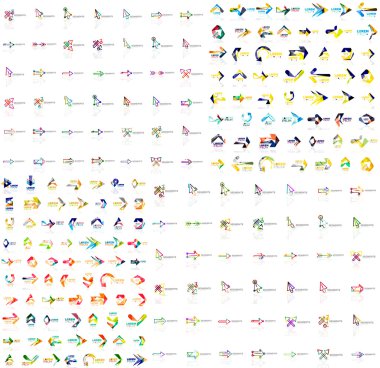 Mega collection of geometrical abstract logo templates, origami paper style business icons with sample text. Vector