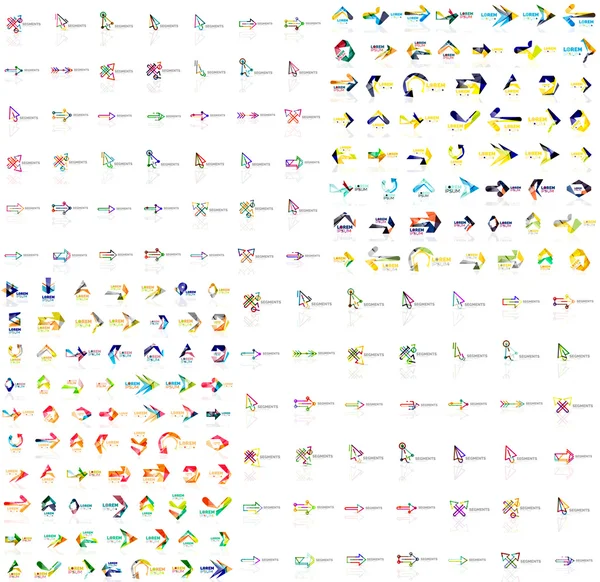 Mega collection of geometrical abstract logo templates, origami paper style business icons with sample text. Vector