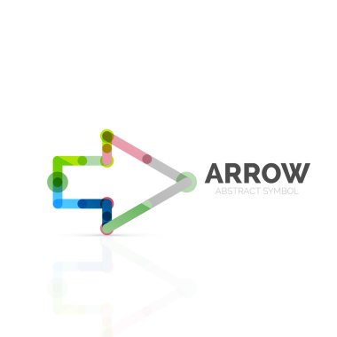 Doğrusal ok soyut logosu, bağlı Doğrusal işaretçi şekil hatlarının çok renkli kesimleri