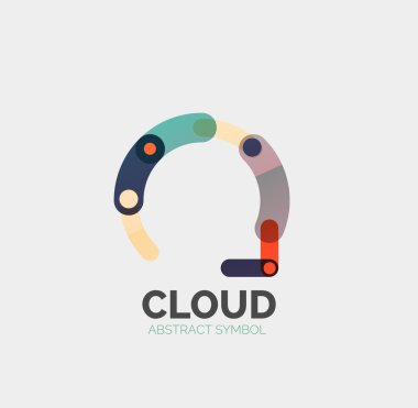 Düz doğrusal tasarım konuşma bulut logosunu görmeniz gerekir. Konuşma balonu, modern geometrik endüstriyel ince satırı simgesi