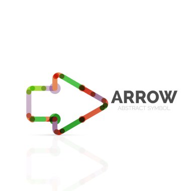 Doğrusal ok soyut logosu, bağlı Doğrusal işaretçi şekil hatlarının çok renkli kesimleri
