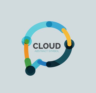 Düz doğrusal tasarım konuşma bulut logosunu görmeniz gerekir. Konuşma balonu, modern geometrik endüstriyel ince satırı simgesi