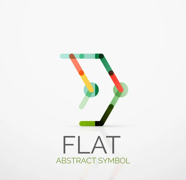 Logo - abstraktní minimalistický lineární plochý design. Obchodní hi-tech geometrický symbol, vícebarevné segmenty čáry — Stockový vektor