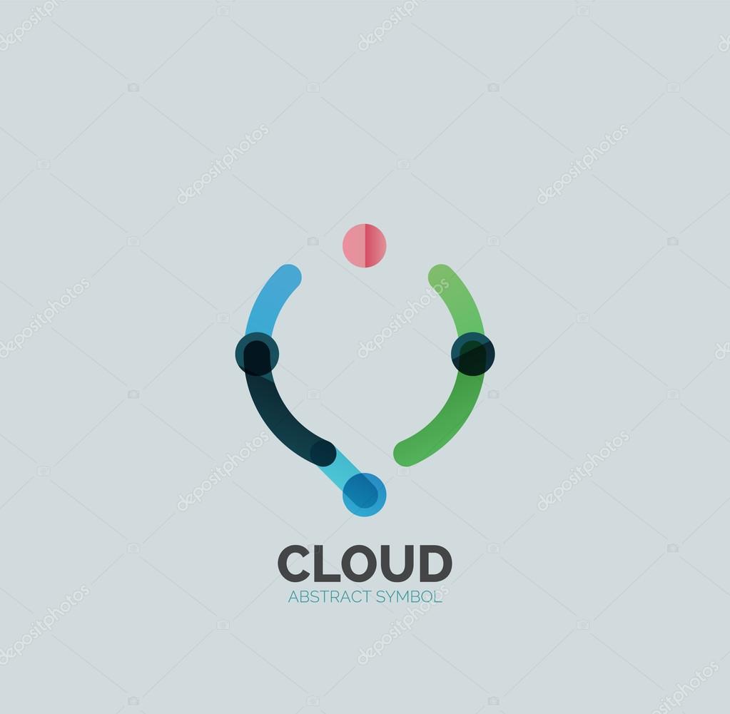 Flat linear design speech cloud logo. Talk bubble, modern geometric industrial thin line icon. Vector