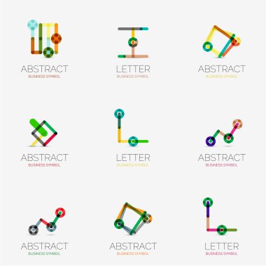 Set of linear abstract geometrical icons and logos