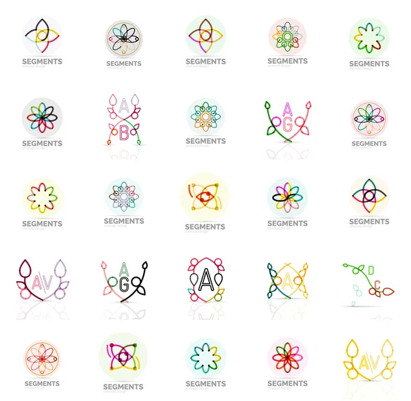 Set of vector linear logotypes, geometric abstract symbols, elegant icons — Stock Vector