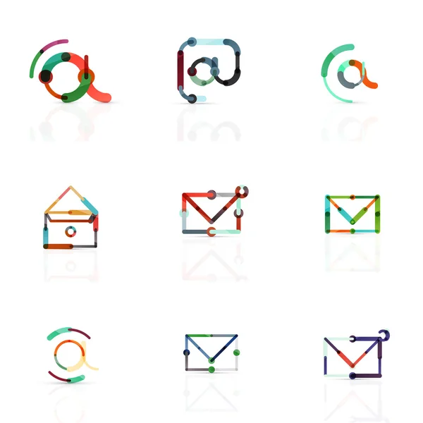 Wektor e-biznesu symbole lub na znaki logo zestaw. Liniowy minimalistyczne ikona płaski z kolekcji — Wektor stockowy