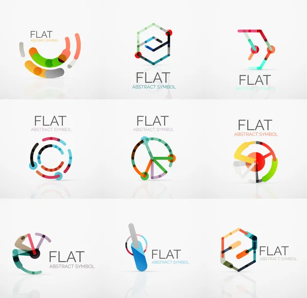 ロゴのコレクション - 抽象的なミニマルな直線的なフラット デザイン。ビジネス ハイテク幾何学的シンボル色とりどりセグメント ライン — ストックベクタ