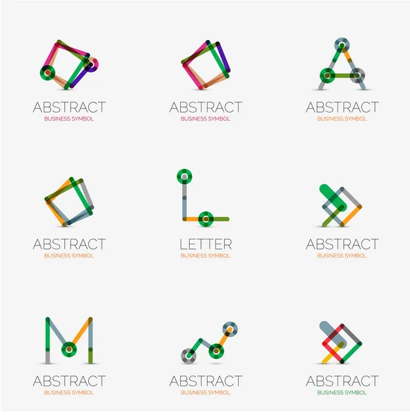 Ensemble d'icônes géométriques abstraites linéaires et de logos — Image vectorielle