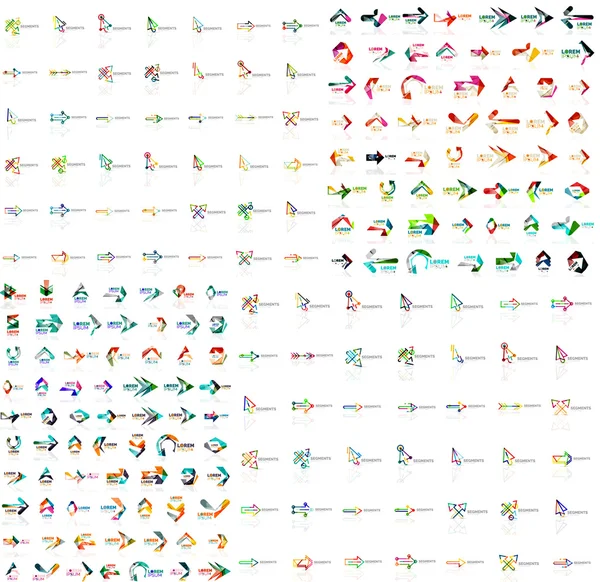 Mega collection of geometrical abstract logo templates, origami paper style business icons with sample text. Vector