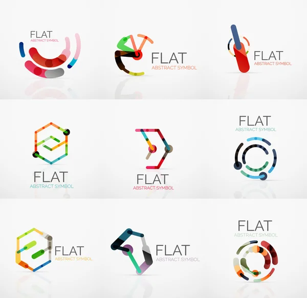 Logo collection - abstract minimalistic linear flat design. Business hi-tech geometric symbols, multicolored segments lines — Stock Vector