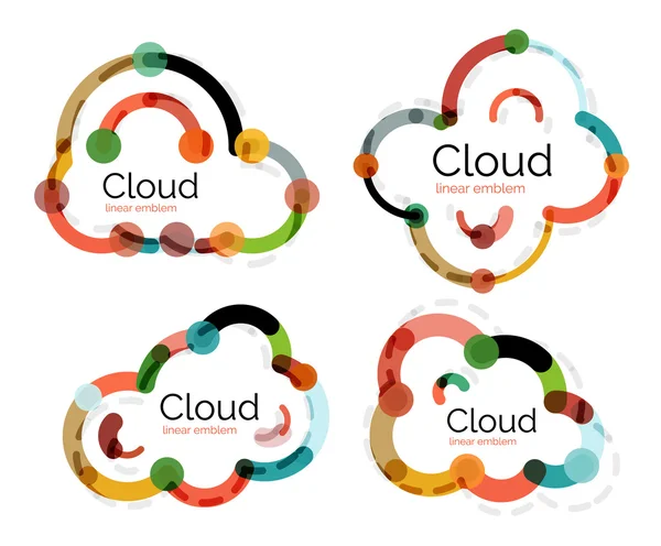 Set van plat lineaire ontwerp wolk logo 's — Stockvector