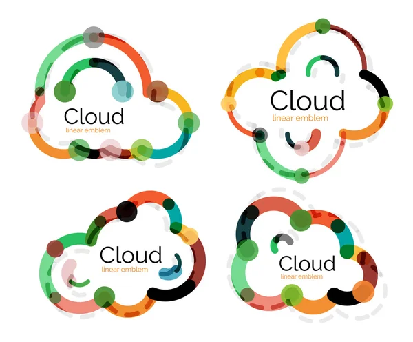 Satz flacher linearer Design-Cloud-Logos — Stockvektor