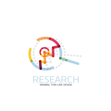 Vektör ince çizgi logo Büyüteç, ara ve bul veya yakınlaştırma logo tasarım. Doğrusal minimalist iş simgesi
