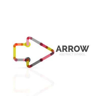 Doğrusal ok soyut logosu, bağlı Doğrusal işaretçi şekil hatlarının çok renkli kesimleri