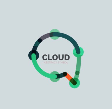 Düz doğrusal tasarım konuşma bulut logosunu görmeniz gerekir. Konuşma balonu, modern geometrik endüstriyel ince satırı simgesi