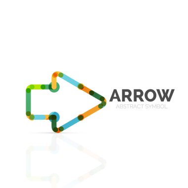 Doğrusal ok soyut logosu, bağlı Doğrusal işaretçi şekil hatlarının çok renkli kesimleri