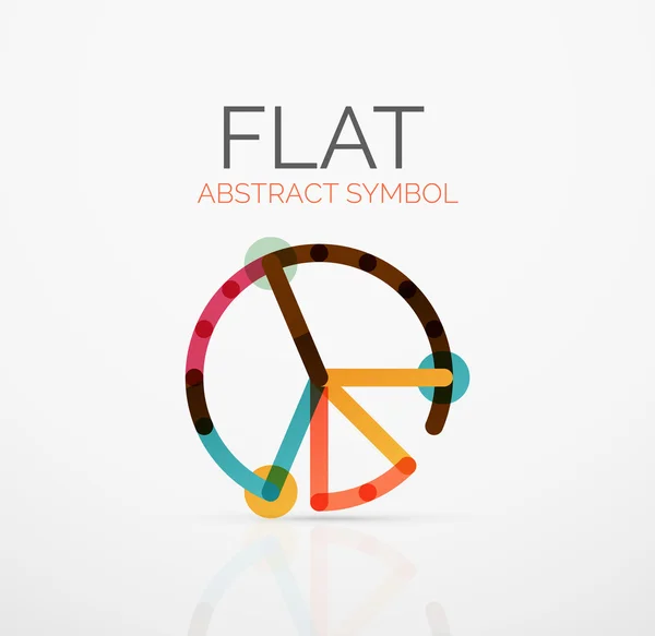 Logo - abstract minimalistic linear flat design. Business hi-tech geometric symbol, multicolored segments lines — Stock Vector