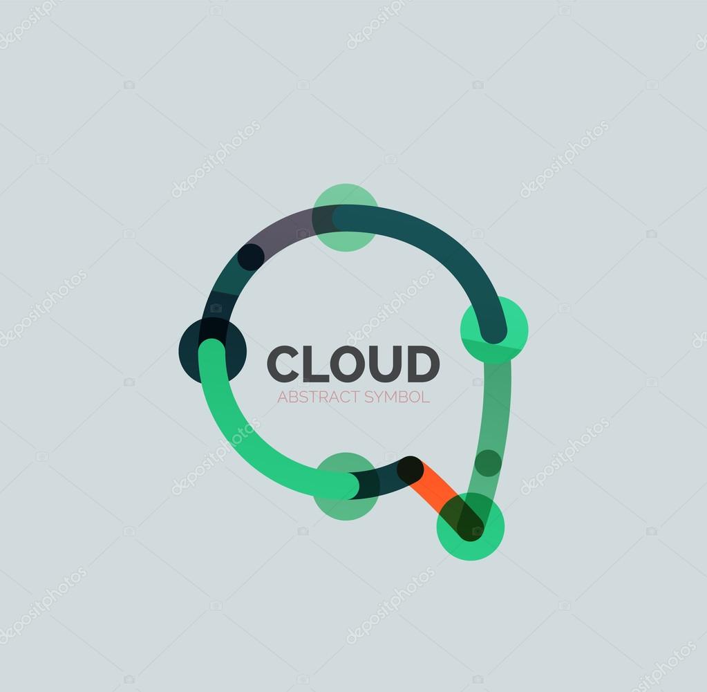 Flat linear design speech cloud logo. Talk bubble, modern geometric industrial thin line icon. Vector