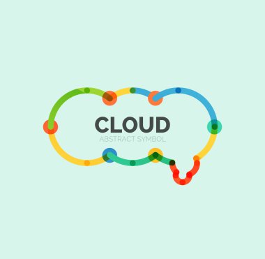 Düz doğrusal tasarım konuşma bulut logosunu görmeniz gerekir. Konuşma balonu, modern geometrik endüstriyel ince satırı simgesi