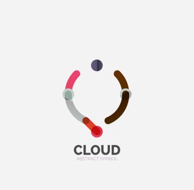 Düz doğrusal tasarım konuşma bulut logosunu görmeniz gerekir. Konuşma balonu, modern geometrik endüstriyel ince satırı simgesi