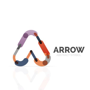 Doğrusal ok soyut logosu, bağlı Doğrusal işaretçi şekil hatlarının çok renkli kesimleri