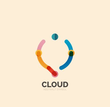 Düz doğrusal tasarım konuşma bulut logosunu görmeniz gerekir. Konuşma balonu, modern geometrik endüstriyel ince satırı simgesi