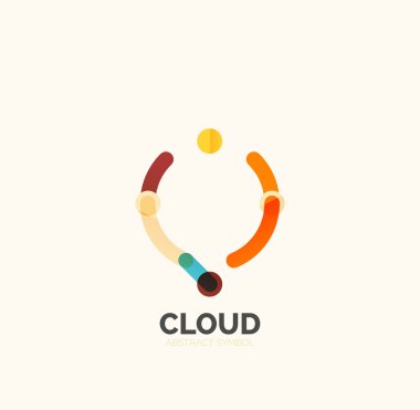 Düz doğrusal tasarım konuşma bulut logosunu görmeniz gerekir. Konuşma balonu, modern geometrik endüstriyel ince satırı simgesi