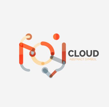 Düz doğrusal tasarım konuşma bulut logosunu görmeniz gerekir. Konuşma balonu, modern geometrik endüstriyel ince satırı simgesi