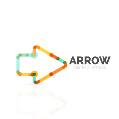 Doğrusal ok soyut logosu, bağlı Doğrusal işaretçi şekil hatlarının çok renkli kesimleri