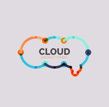 Düz doğrusal tasarım konuşma bulut logosunu görmeniz gerekir. Konuşma balonu, modern geometrik endüstriyel ince satırı simgesi